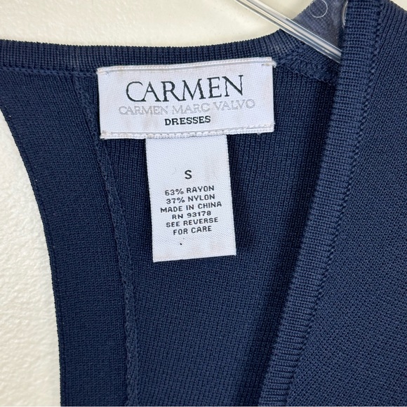 CARMEN MARC VALVO Stretch Knit Sheath Midi Sweater Dress Cutout on Back, Size S - Picture 3 of 6